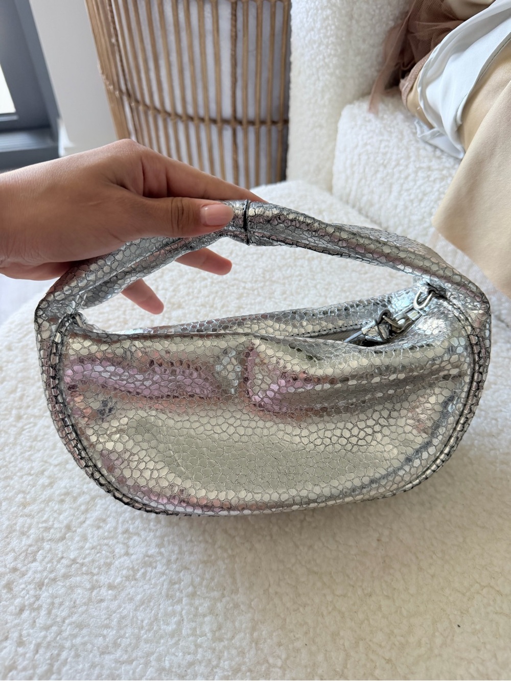 BY FAR Silver Mini Shoulder Bag